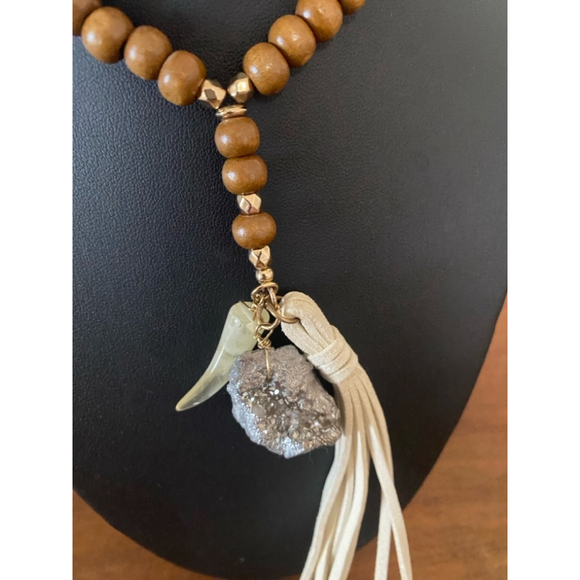 Boho Long Beaded Y Necklace with Pendants - Picture 2 of 7